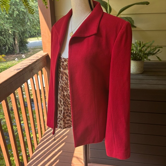 Vintage Harve Benard Red Wool Cashmere Blend Blazer, 80s Single Breasted Jacket - Picture 2 of 11